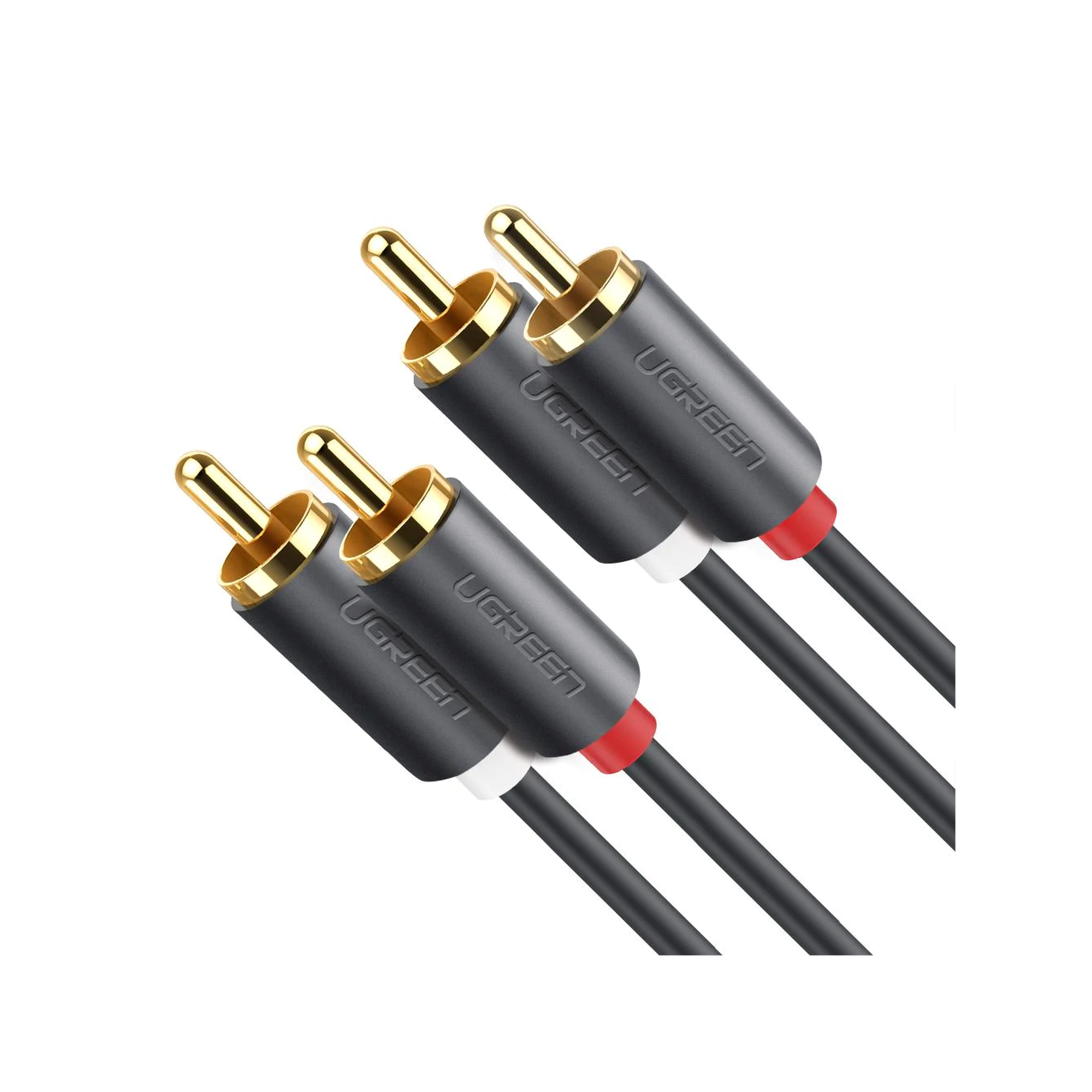 Cable de Audio 2 RCA Macho a 2 RCA Macho | 3 Metros (9.84 Pies) | Color Negro | Alta Calidad | Anillos de Goma para Asegurar un Agarre Firme al Instalar o Quitar el Cable