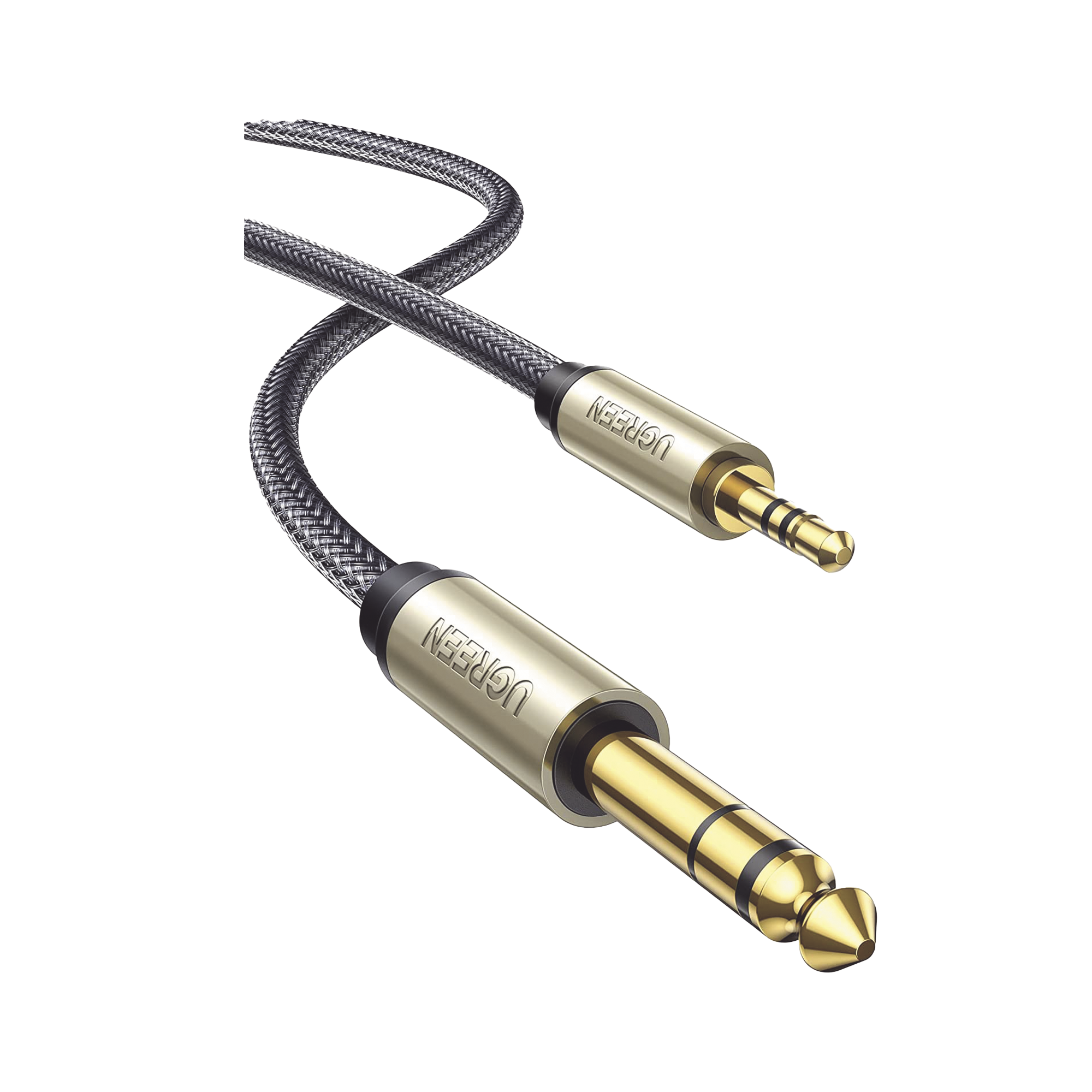 Cable Audio Estéreo 3.5mm (1/8') TRS a 6.35mm (1/4') TS | 1 Metro | Audio de Hi-Fi | Trenza de Nylon | Blindaje Múltiple | Caja de Aleación Zinc | Núcleo de Cobre Puro | Compatibilidad Universal