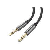 Cable Auxiliar 2 Metros | Conector 3.5mm a 3.5mm | Macho a Macho | Cubierta de TPE | Carcasa de Aluminio | Color Negro