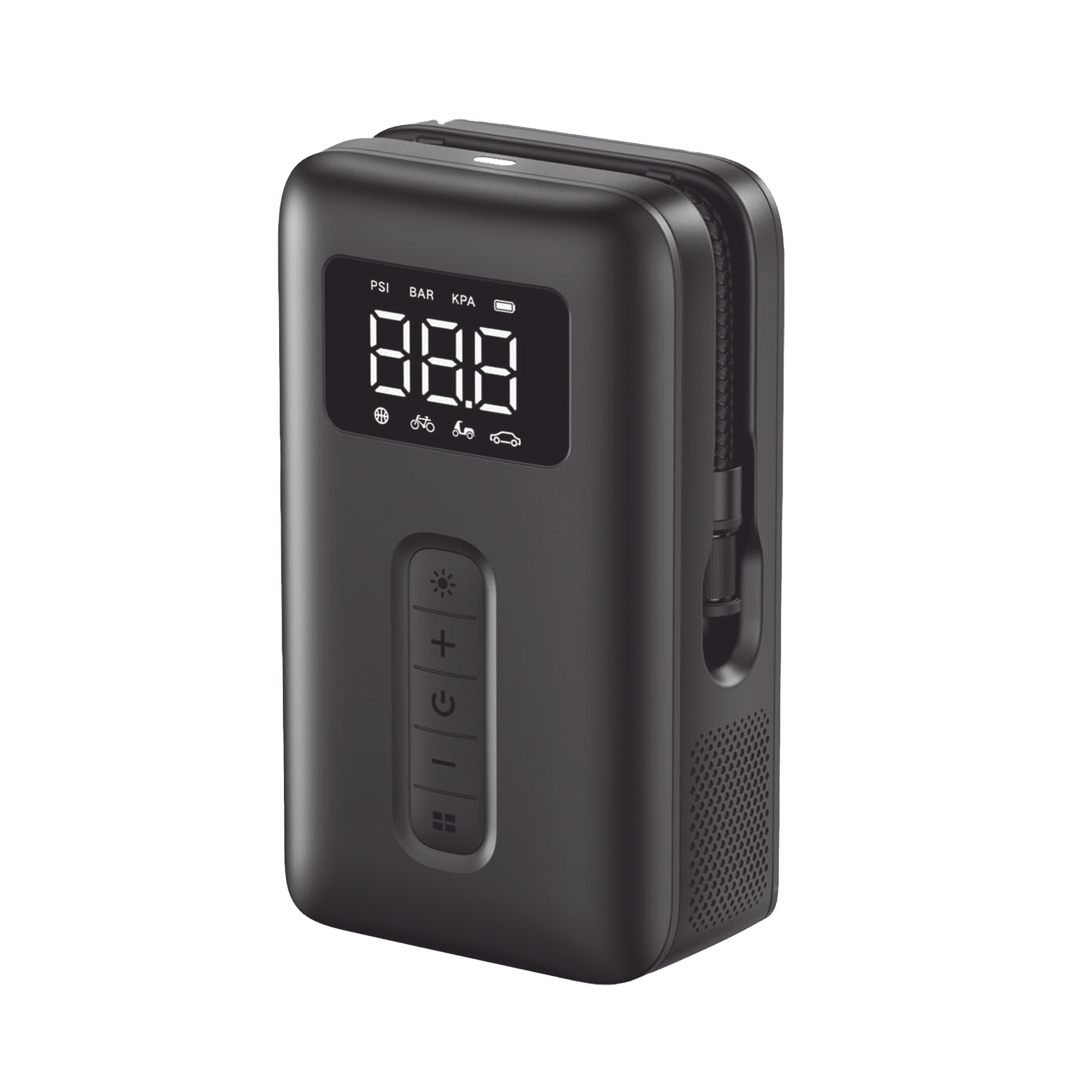 Inflador de Neumáticos - Compresor de Aire Portátil - Bomba de Aire de 150 PSI - Flujo de Aire de 15L/Min - Con Batería Integrada - Cuenta con Luz LED - Ideal para coches, bicicletas, pelotas de motocicleta.