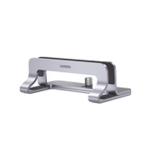 Soporte Vertical para Laptop | Adecuado para escritorio | Anchura Ajustable (12-26mm) | Amplia compatibilidad | Anti-Arañazos | Anti-Deslizante /Ajustable Mediante Tornillos | Color Plata | Aluminio + Silicona