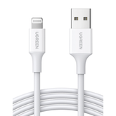 Cable USB-A a Lightning - 1 Metro - Certificado MFi - Carga Rápida 5V/2.4 A- 480 Mbps - PD - Conector C89 - Adecuado para iPhone, iPad y iPod - Protección Integrada - Caja de ABS - Cubierta de TPE - Color Blanco.
