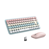Paquete de Teclado y Mouse - 85 teclas en Español - Bluetooth y 2.4GHz - Mouse Ambidiestro - Sensor de DPI ajustable - Efectos de Iluminación del Teclado - Amplia compatibilidad - Color Rosa.