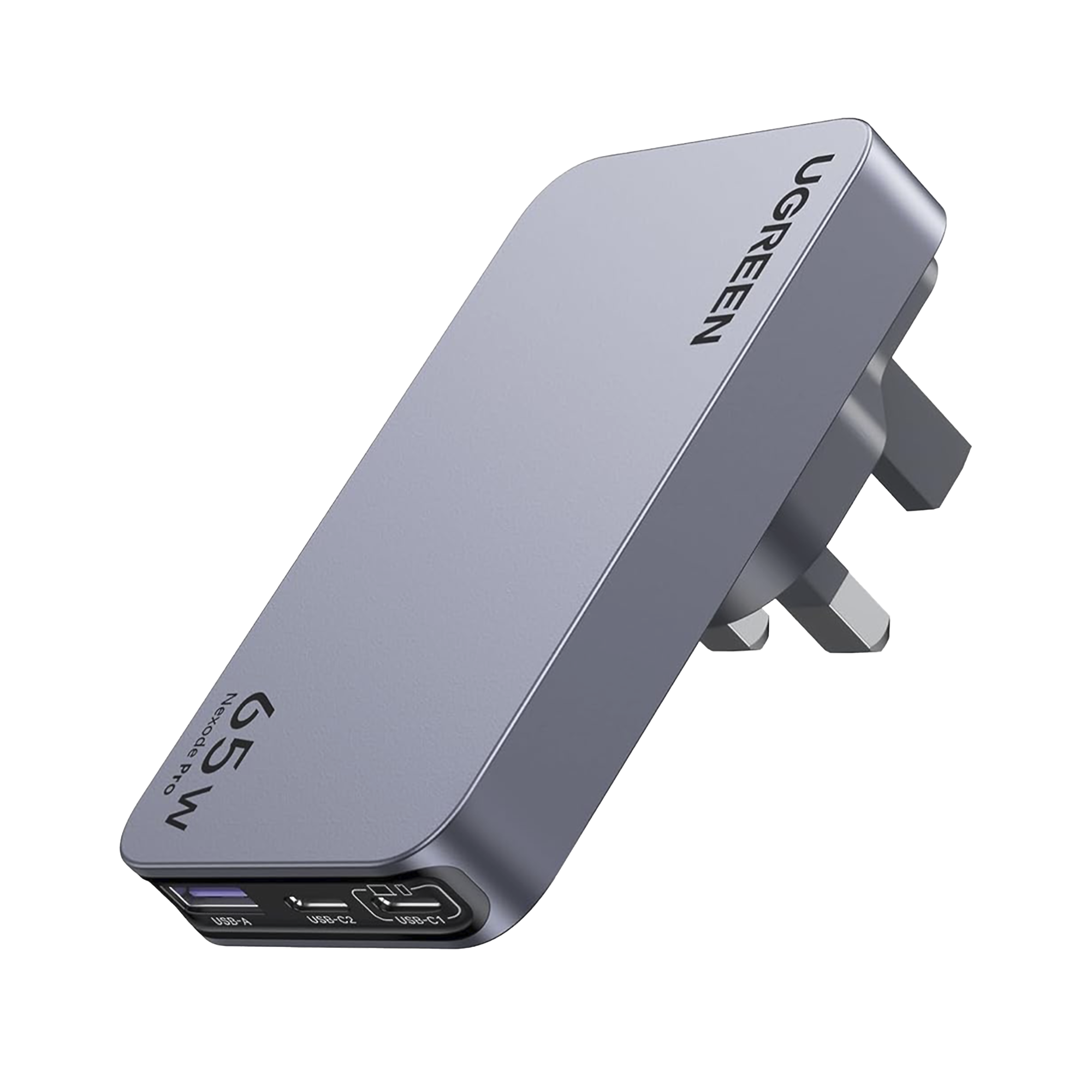 Cargador Rápido GaN 65W UGREEN | 2 Puertos USB-C + 1 Puerto USB-A | Tecnología GaN | Carga Rápida PPS PD 3.0 QC 4.0 | Compatibilidad Universal 100-240V | Diseño Compacto