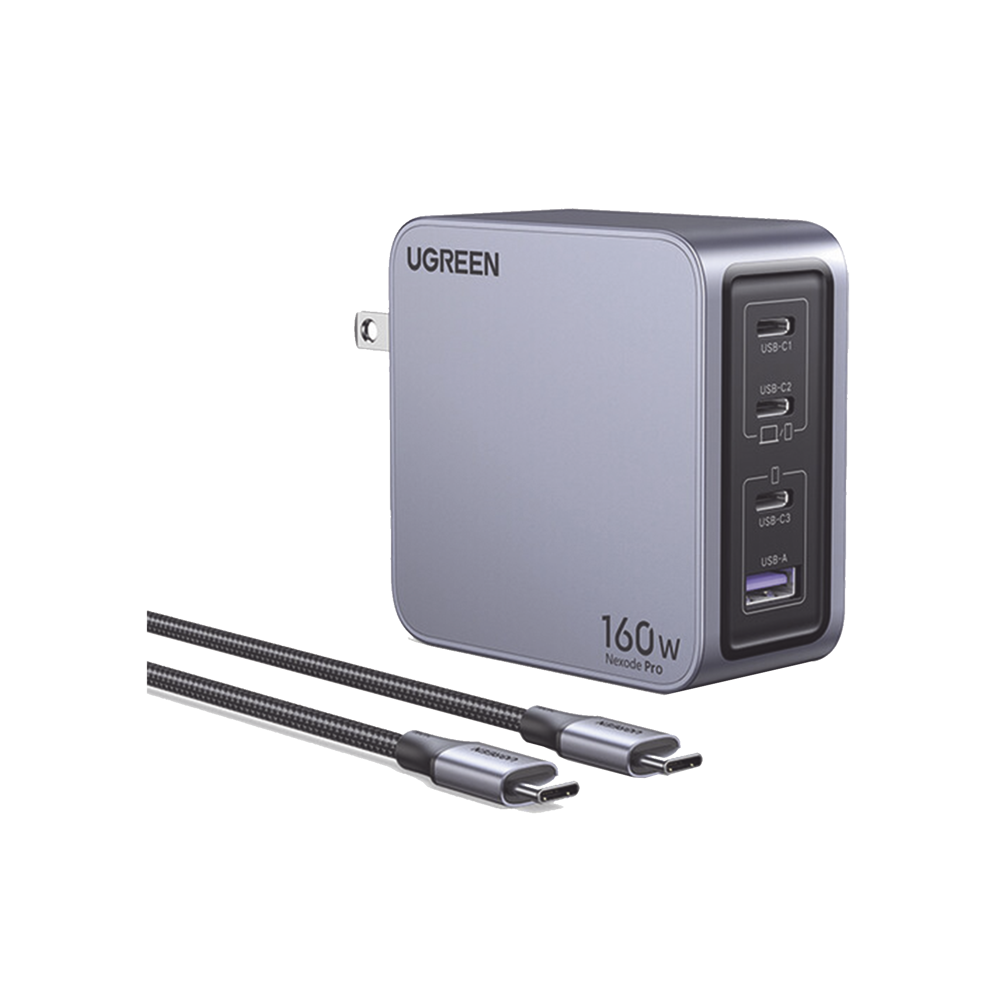 Cargador Rápido GaN | 160W Máximo | 3 USB-C + 1 USB-A | PD3.1 140W | PPS | UFCS | QC5 | Protecciones Múltiples | PC 94-V0