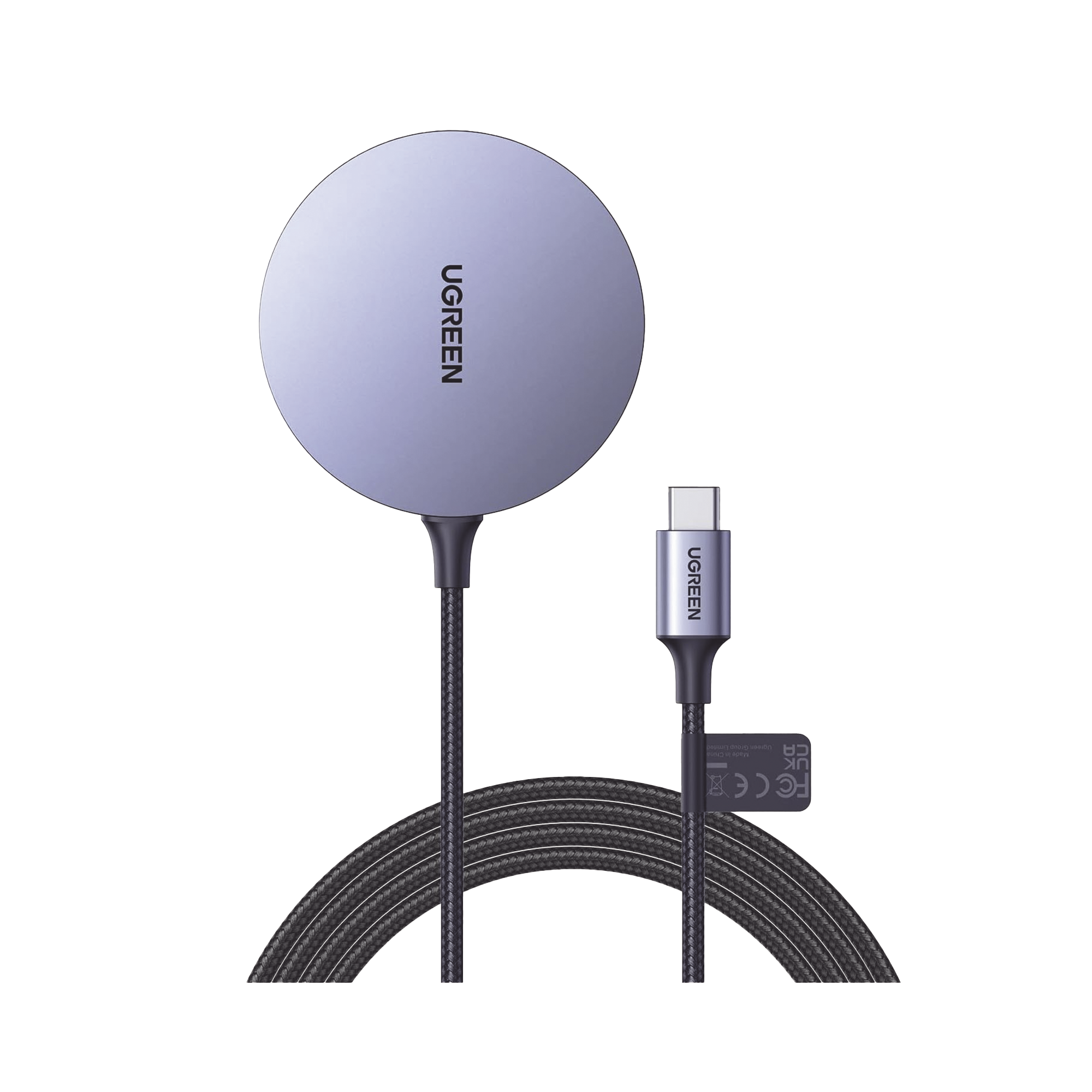 Cargador Inalámbrico Magnético - 15W - Tecnología Magsafe - Qi - Certificado MFM - Modulo de Carga Original - Carga Rápida - Fuerte Absorción Magnética - Cable de Nylon Trenzado - 1.5 metros - Multi Protecci&o