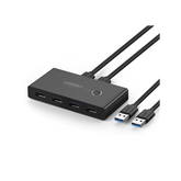 Conmutador USB para Compartir 4 Puertos USB 3.0 a 2 PC Ìs - Cambio Mediante Botón - Incluye Dos Cables USB de 1.5 m - ABS - Permite que 2 Usuarios Compartan 4 Dispositivos Periféricos USB3.0, como una impresora, un escáner, etc.