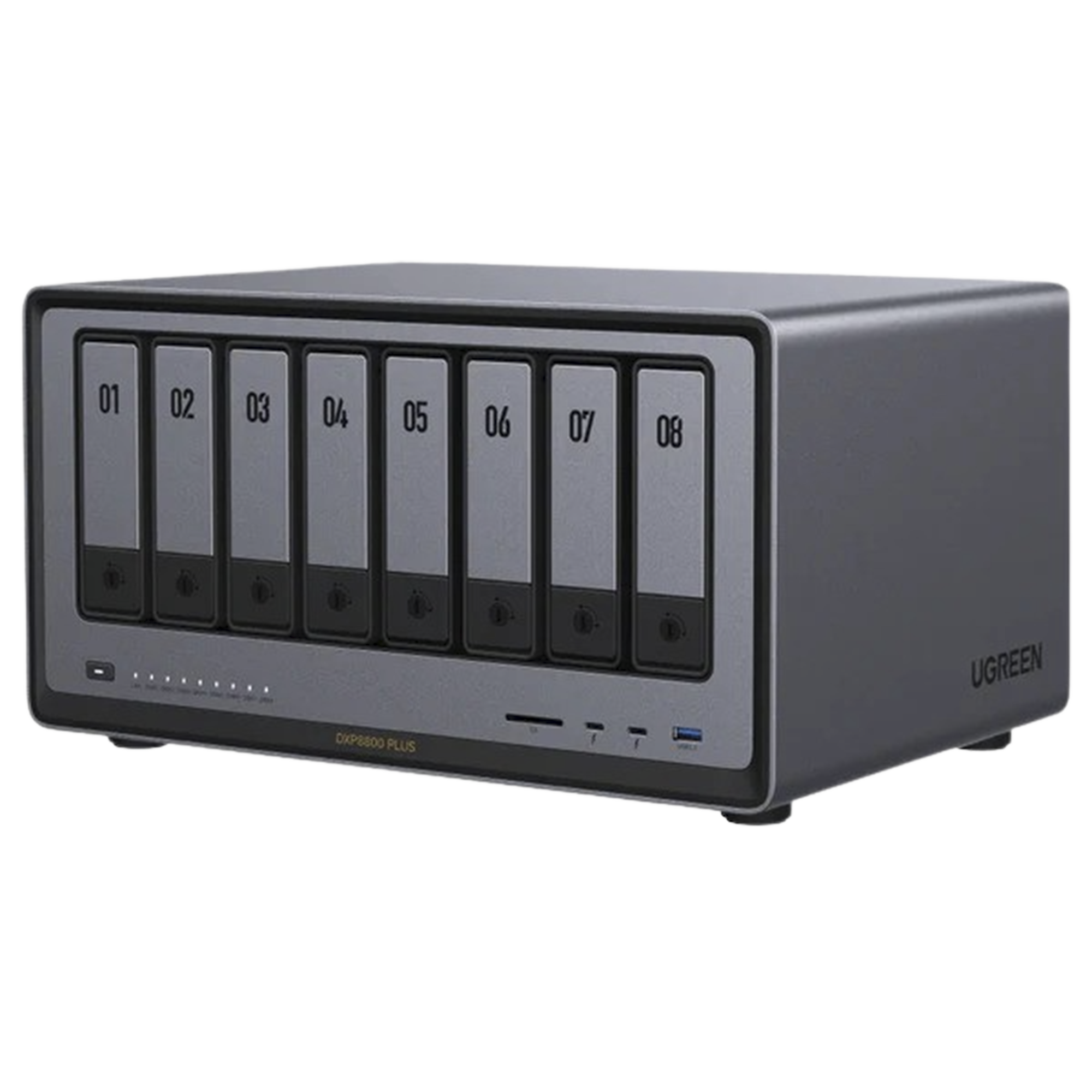 NAS UGREEN NASync DXP8800 Plus | Intel Core i5-1235U 10 Núcleos | 8 Bahías SATA + 2 M.2 NVMe | 2 Puertos 10GbE | Thunderbolt 4 | HDMI 8K | DDR5 Expandible 64GB | PCIe 4.0 x4