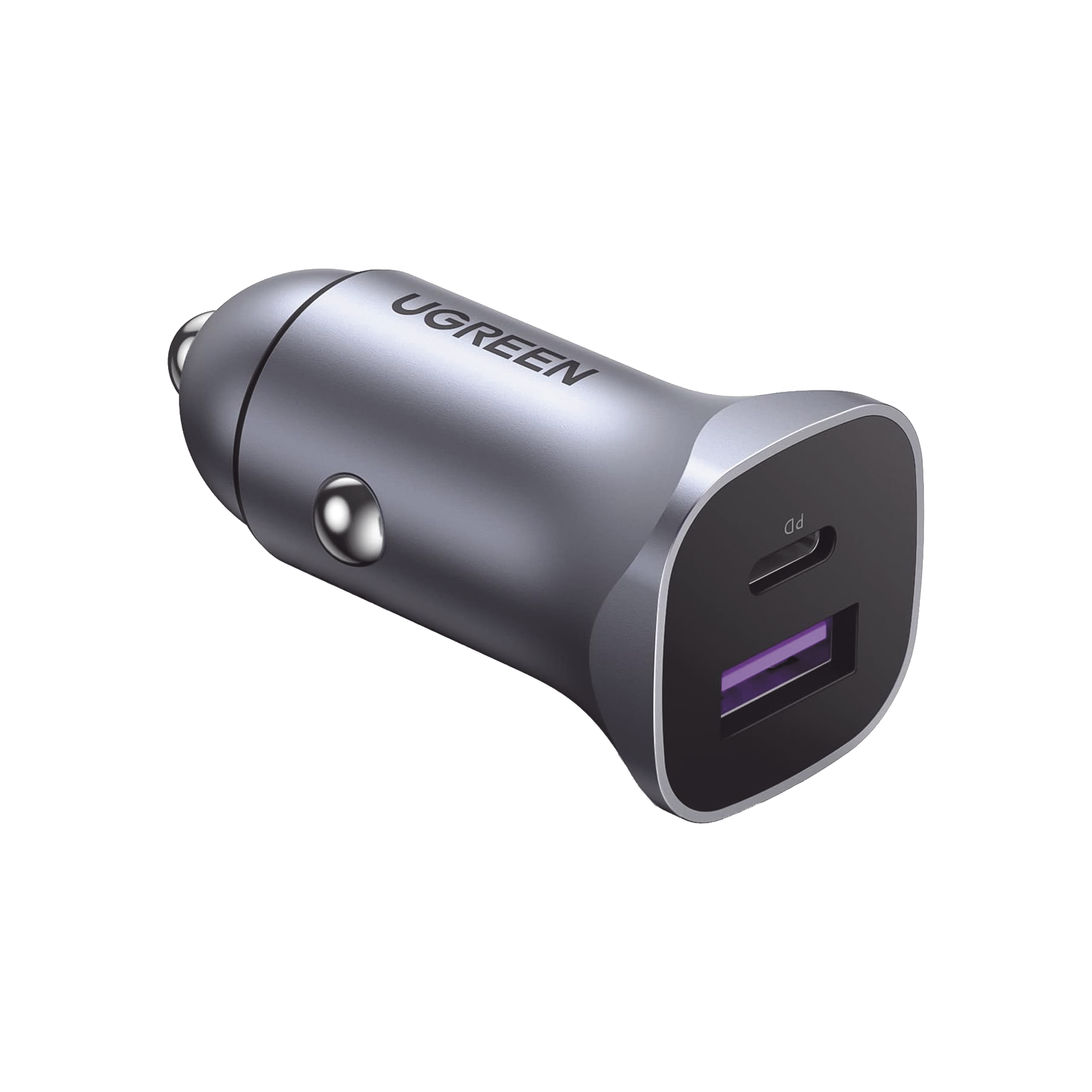 Cargador de Auto 30W - 2 Puertos USB-A y USB-C - Carga Rápida - Compatible con Vehículos de 12 y 24 VCD - PD3.0, QC4.0, SCP, PPS - Indicador Led - Diseño Compacto - Chip Inteligente - Caja de Aluminio