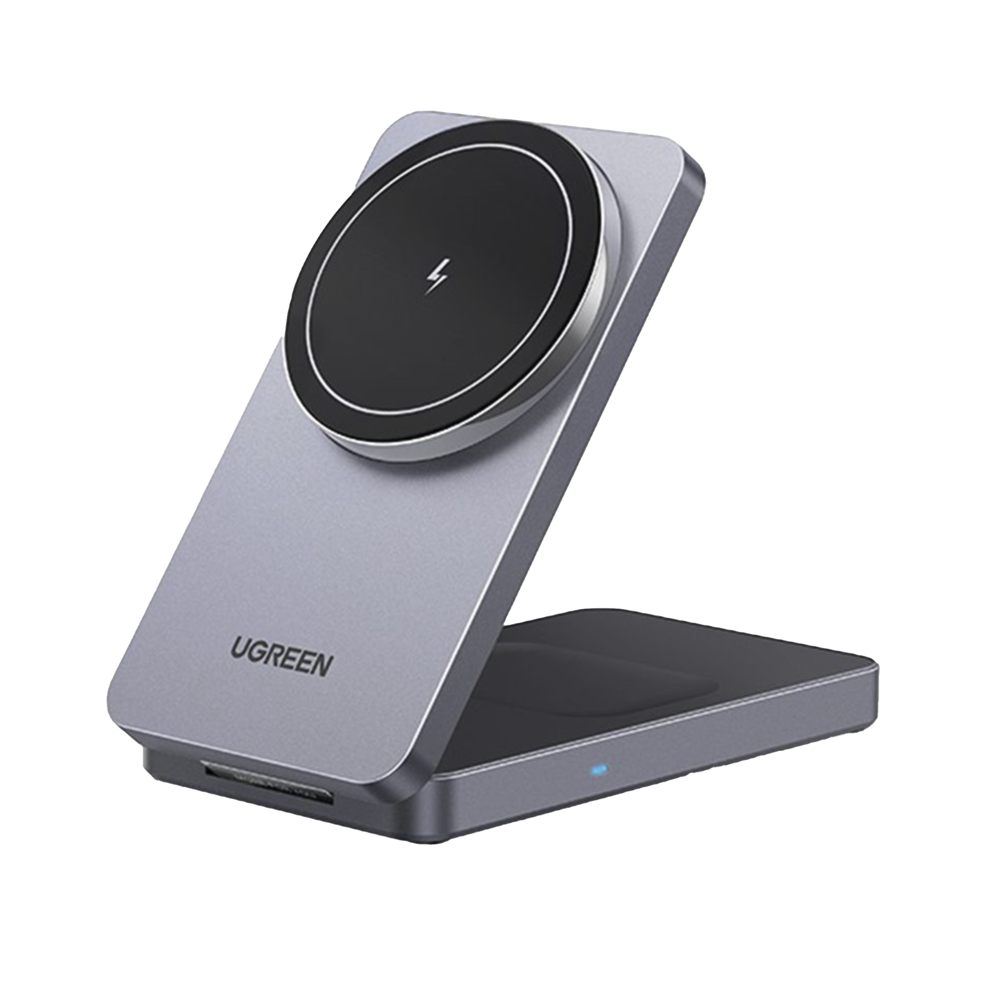 Cargador Inalámbrico 2 en 1 20W | Tecnología Qi2 15W Certificada | Carga Simultánea iPhone y AirPods | Ángulo Ajustable 70° | Diseño Plegable y Portátil | Compatibilidad Universal