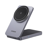 Cargador Inalámbrico 2 en 1 20W | Tecnología Qi2 15W Certificada | Carga Simultánea iPhone y AirPods | Ángulo Ajustable 70° | Diseño Plegable y Portátil | Compatibilidad Universal