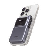 Power Bank Serie UNO Inalambrico - 10000mAh - 7.5W/20W - Con Emojis de Estado - Carga Rápida USB-C Bidireccional - Pantalla TFT Inteligente - Con Holder - Color Grey.