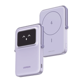 Power Bank Serie UNO Inalambrico - 10000mAh - 7.5W/20W - Con Emojis de Estado - Carga Rápida USB-C Bidireccional - Pantalla TFT Inteligente - Con Holder - Color Purple.