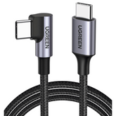 Cable USB-C a USB-C - 1 Metro (3.28 Pies) - Conector con Ángulo Recto de 90° - Carga Rápida de hasta 60W - 480 Mbps - PD3.0 - QC4.0/3.0/2.0 - FPC - AFC - Protección Integrada - Caja de Aluminio - Nylon Trenzado - Color Negro