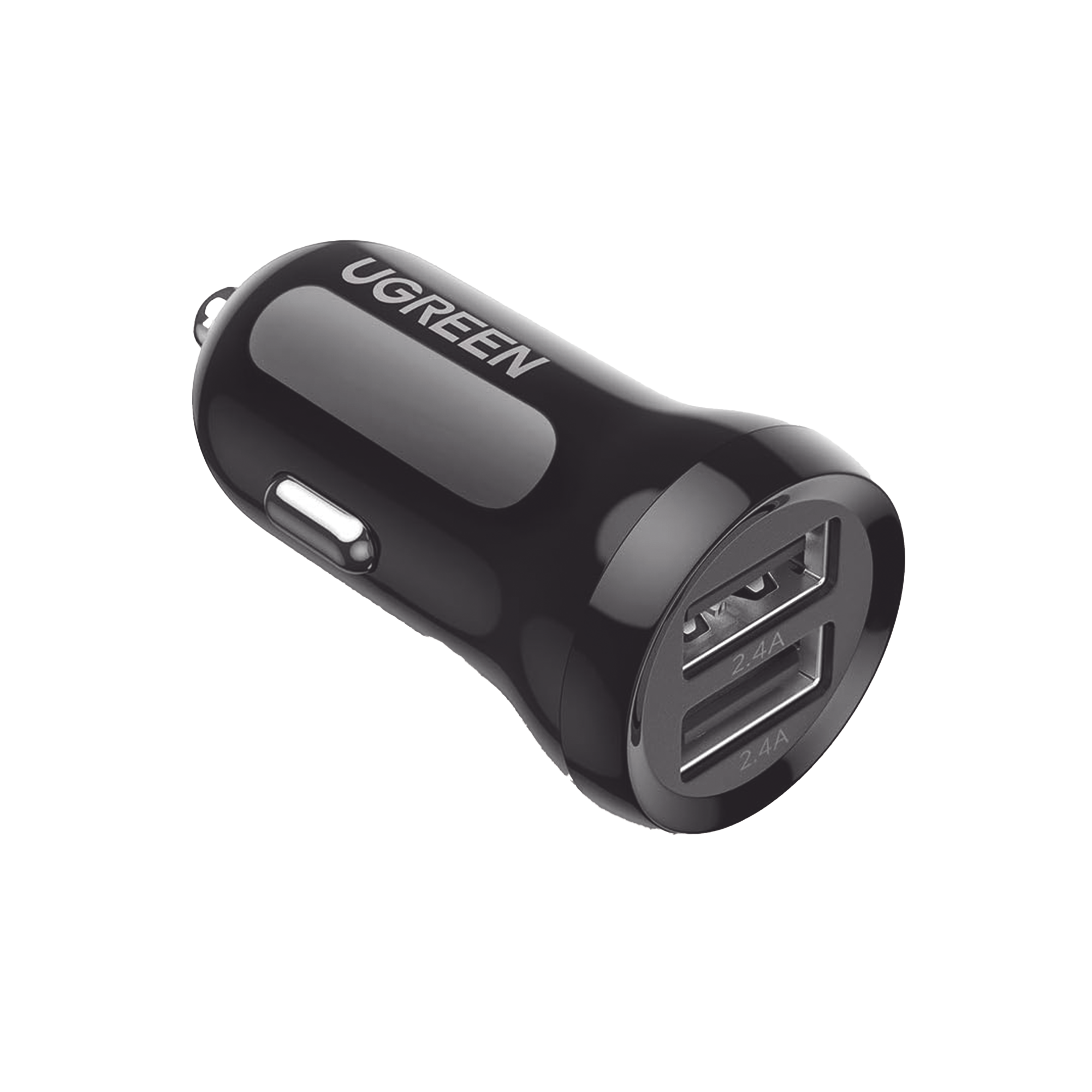 Cargador de Auto Mini de 24W | 2 Puertos USB-A | Compatible con Vehículos de 12 y 24 VCD | Chip Inteligente | Diseño Compacto | Multi protección | ABS-PC Ignifugo.