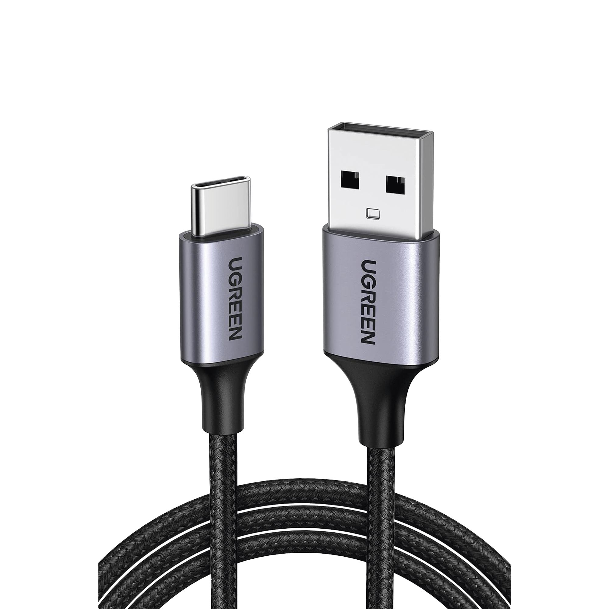 Cable USB-A a USB-C - 1 Metro (3.28 Pies) - Transferencia de Datos de 480 Mbps - Carga Rápida - QC 4.0/3.0/2.0 - FPC - AFC - Protección Integrada - Caja de Aluminio - Nylon Trenzado - Color Negro