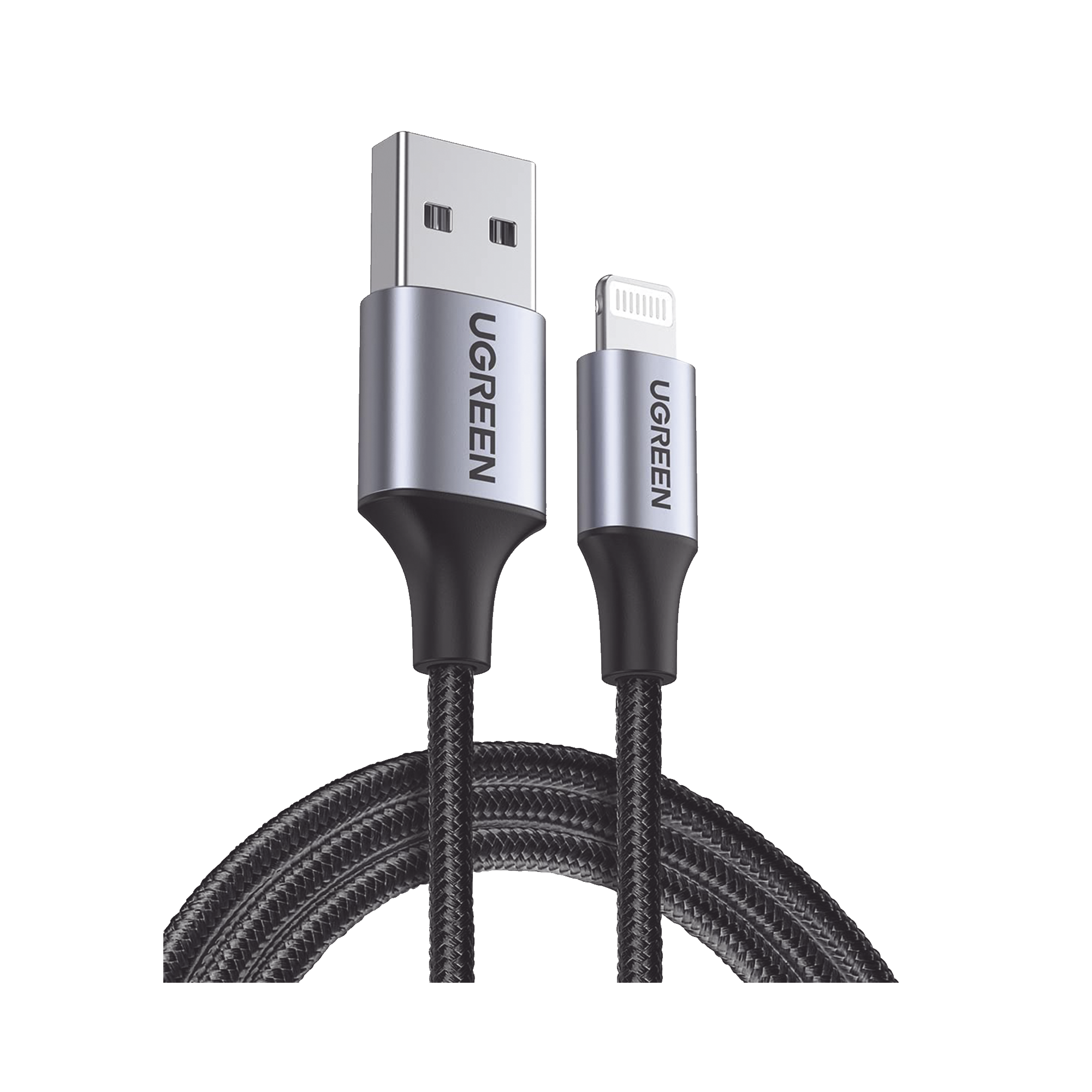 Cable USB-A a Lightning - 1 Metro (3.28 Pies) - Certificado MFi - Carga Rápida 5V/2.4 A - 480 Mbps - Conector C94 - Adecuado para iPhone, iPad y iPod - Protección Integrada - Caja de Aluminio - Nylon Trenzado - Color Negro