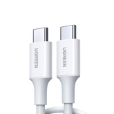 Cable USB-C a USB-C - 1 Metro - Carga Rápida de hasta 60W - Transferencia de datos de 480 Mbps - PD3.0 - QC 4.0/3.0/2.0 - FPC - AFC - Duradero y Flexible- Caja ABS - Cubierta de TPE - Color Blanco.