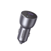 Cargador de Auto 52.5W - Puerto USB-A y USB-C - Carga Rápida - Compatible con Vehículos de 12 y 24 VCD - PD3.0 + QC3.0 - Chip Inteligente - Diseño Compacto Mayor Eficiencia Energética - Caja de Aluminio