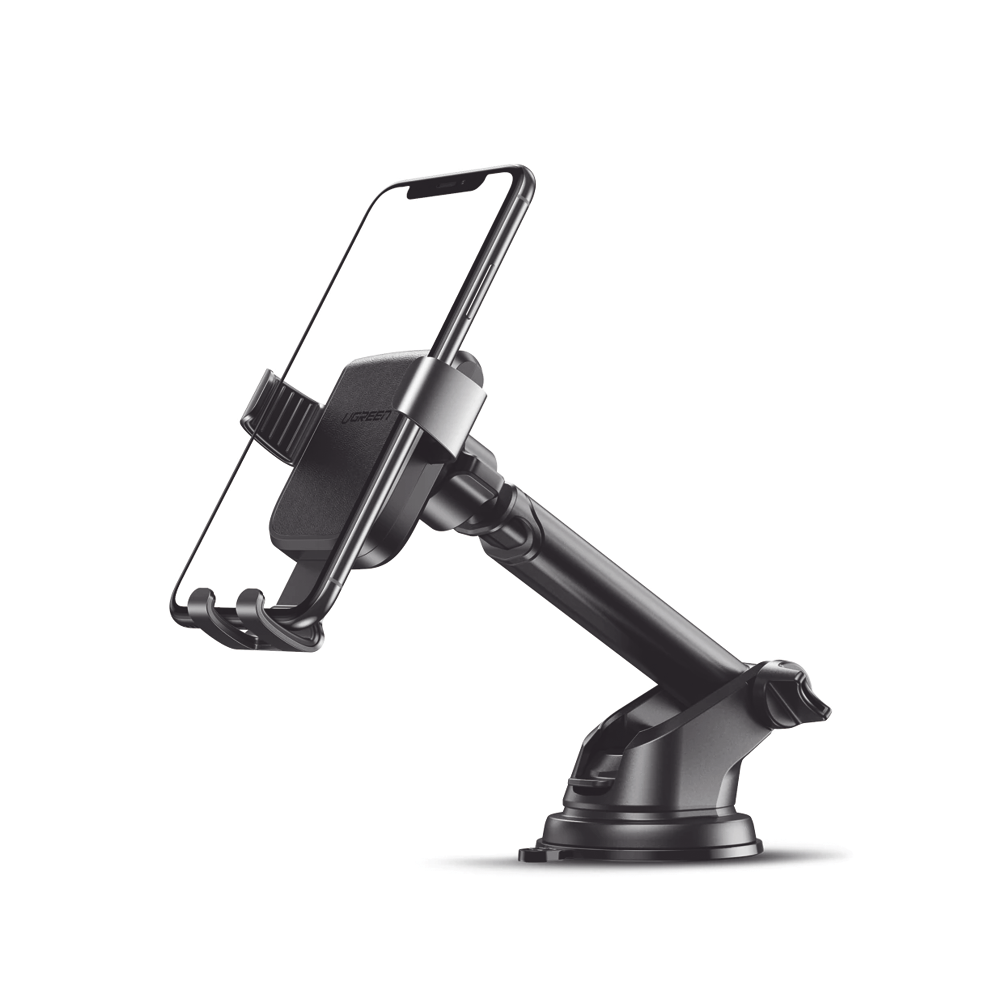 Soporte de Celular para Automóvil con Ventosa | Diseño de Sujecion en Triangulo | Ajustable 270° | Rotable | Estirable | Amplia Compatibilidad con dispositivos de 4'' a 7'' | Color Negro