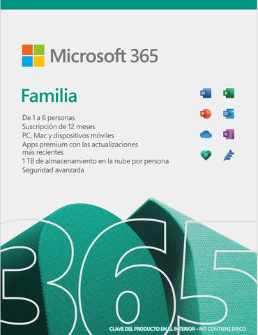 Microsoft 365 Family  - Multilenguaje - Suscripción Anual - Uso No Comercial - Descarga Electrónica Microsoft 365 Family  - Multilenguaje - Suscripción Anual - Uso No Comercial - Descarga Electrónica
