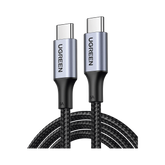 Cable USB-C a USB-C - 1 Metro - Carga Rápida de hasta 100W - Transferencia de datos 480 Mbps - PD3.0 - QC4.0/3.0/2.0 - FPC - AFC - Protección Integrada- Caja de Aluminio - Nylon Trenzado - Amplia Compatibilidad - Color Negro.