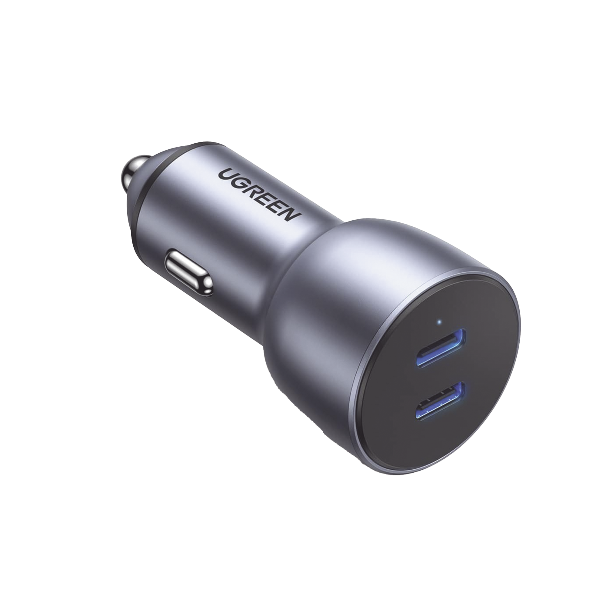 Cargador de Auto de 40W | 2 Puertos USB-C | 20 Watts por Puerto | Compatible con Vehículos de 12 y 24 VCD | Chip Inteligente | Diseño Compacto | Multi protección | Aleación de Aluminio