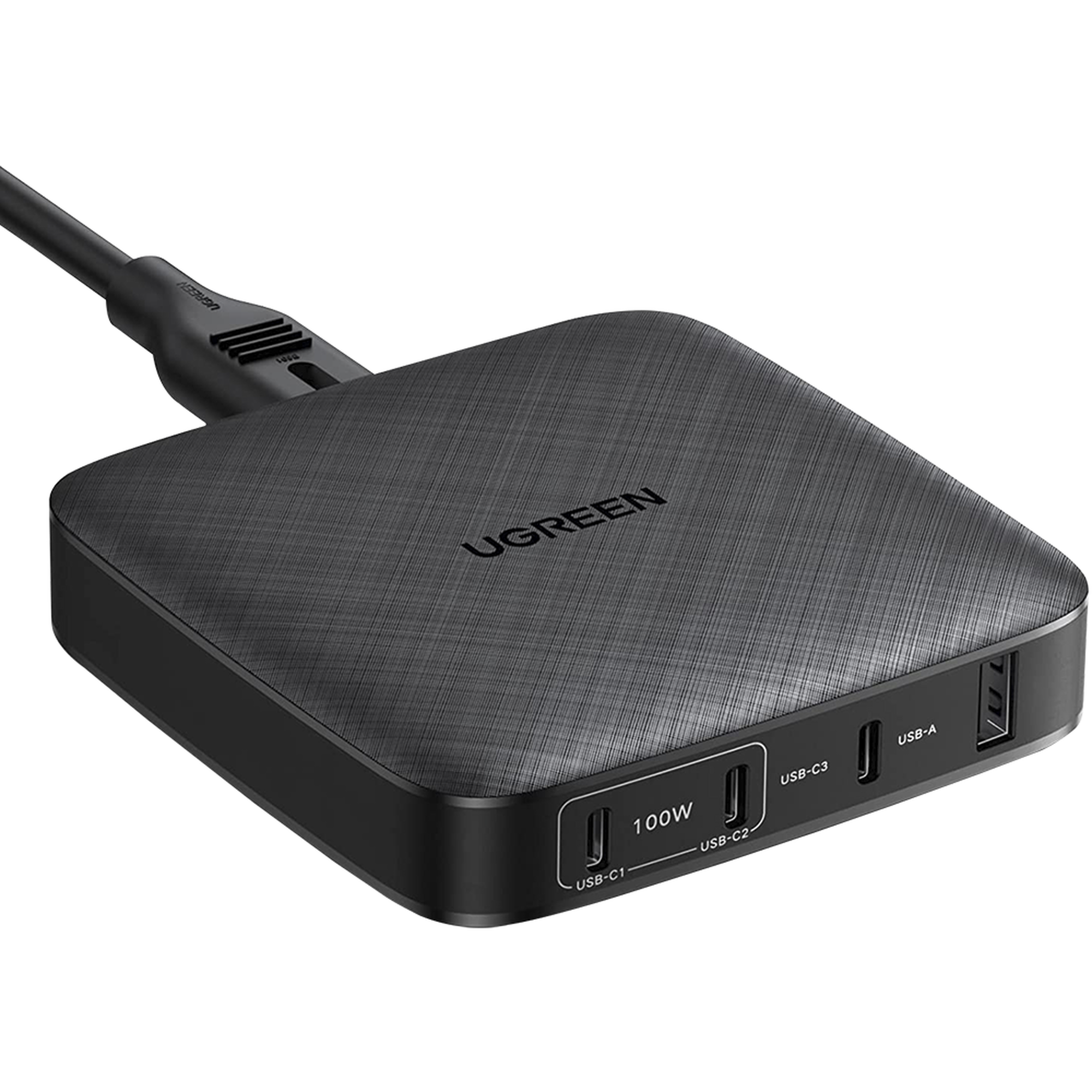 Cargador de escritorio de 100W | 4 Puertos de Carga Rápida | 4 USB-C | 2 USB-A | Tecnología GaN II +SIC | Power Delivery 3.0 | Quick Charge 4.0 | Chip Confiable y Carga Inteligente | Optimiza la Experiencia de Carga