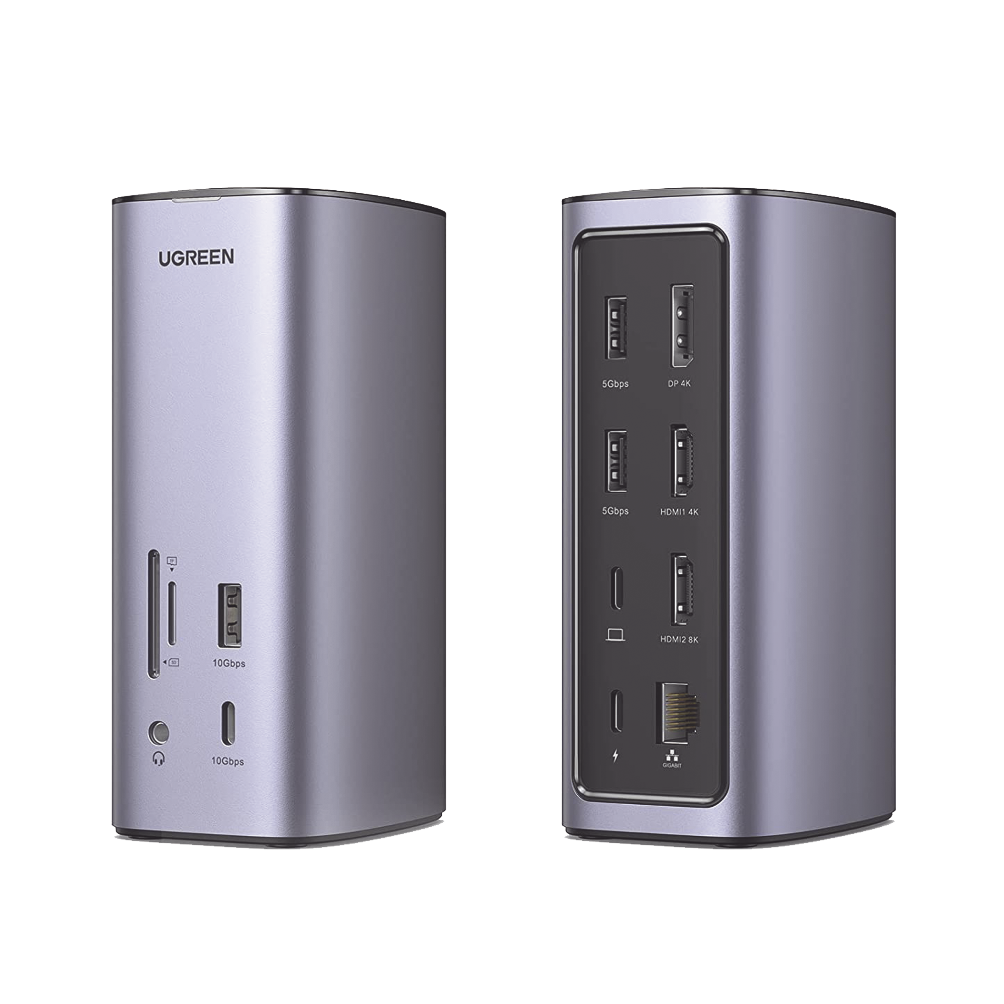 HUB USB-C (Docking Revodok Pro) 12 en 1 - 2 USB-A 3.0 - 1 USB-C PD Carga 100W - 1 USB-A 3.1 - 1 USB-C 3.1 - HDMI 4K - HDMI 8K Ultra HD - Display Port 4K - RJ45 (Gigabit) - Lector Tarjeta SD + Micro SD (TF) - Jack Audio 3.5mm.