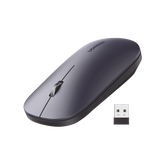 Mouse inalámbrico 2.4 GHz - Ultra Delgado y Silencioso - DPI 1000/1600/2000/4000 (Ajustable) - Alcance 10m - Scroll de Aluminio - Adaptable a diferentes superficies - Diseño suave al tacto - Contiene Receptor USB - Color Negro.