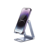 Soporte para Teléfono Celular de Aluminio | Angulo Ajustable | Amplia Compatibilidad con dispositivos de 4.7'' a 7.9'' | Antideslizante | Antiarañazos | Plegable | Color Azul