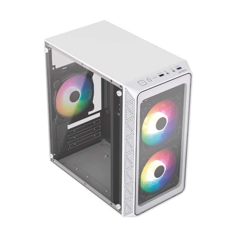 Gabinete Acteck Mini Torre Doom Gi730, Fuente de 600W, Usb 3.0, Usb 2.0, Con 3 Ventiladores, Color Blanco (AC-939232)
