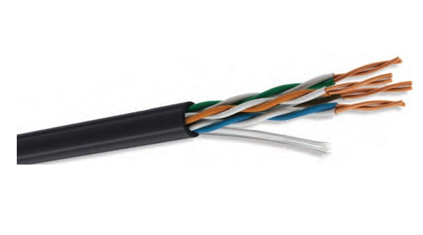 Cable UTP CAT5e para exterior - 4 pares, bobina de 305 mts, 100 cobre, color negro