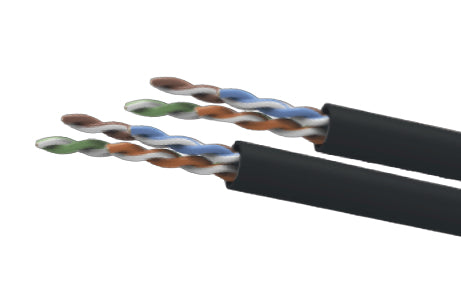 Bobina UTP CAT5e para Exterior TechZone - 100% Cobre de 305 Metros sin Gel Negra - Cable de Red Resistente a la Intemperie - Conexión Confiable