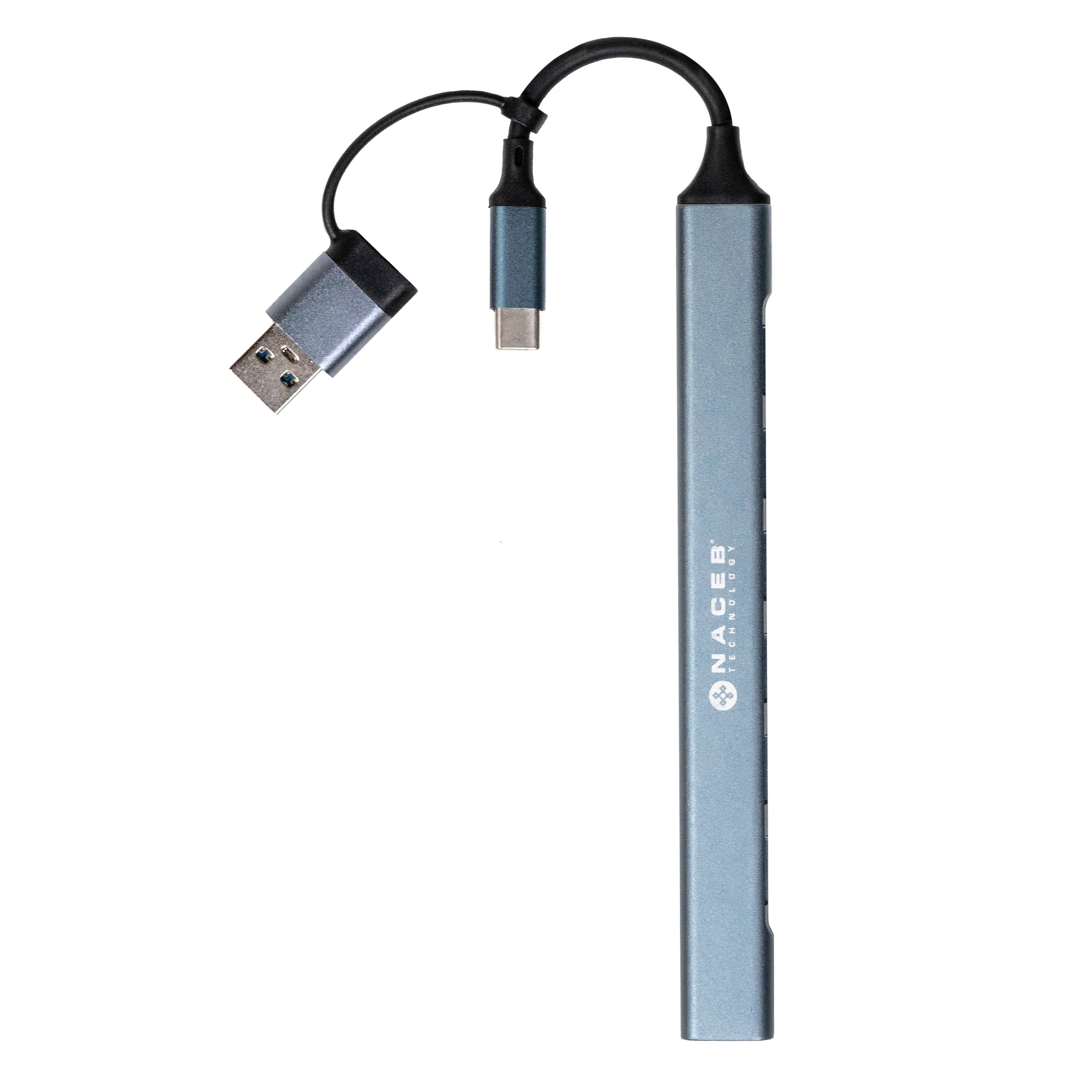 Hub Naceb Usb-C/A A 7 Puertos 1*Usb 3.0, 6*Usb2.0 NA-0125