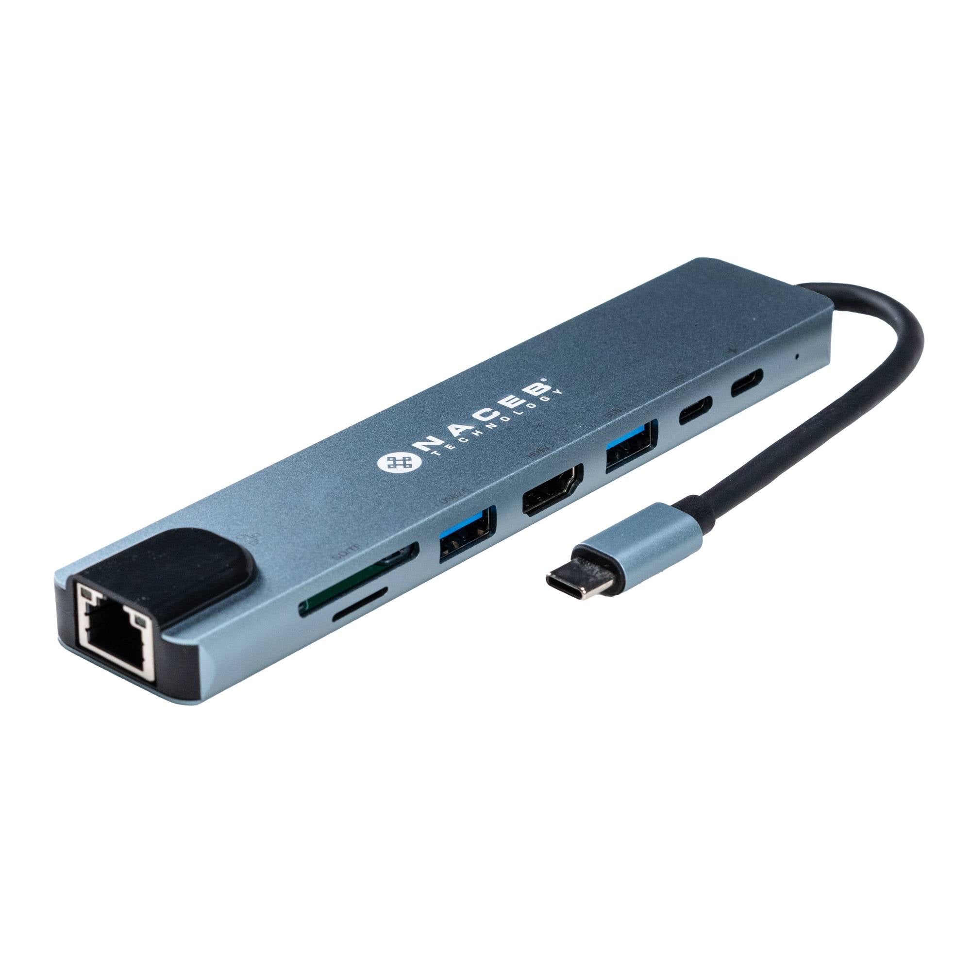Adaptador Hub Tipo-C Naceb 8 en 1 NA-0128 | Conectividad Múltiple Completa | Solución Todo en Uno para Trabajo