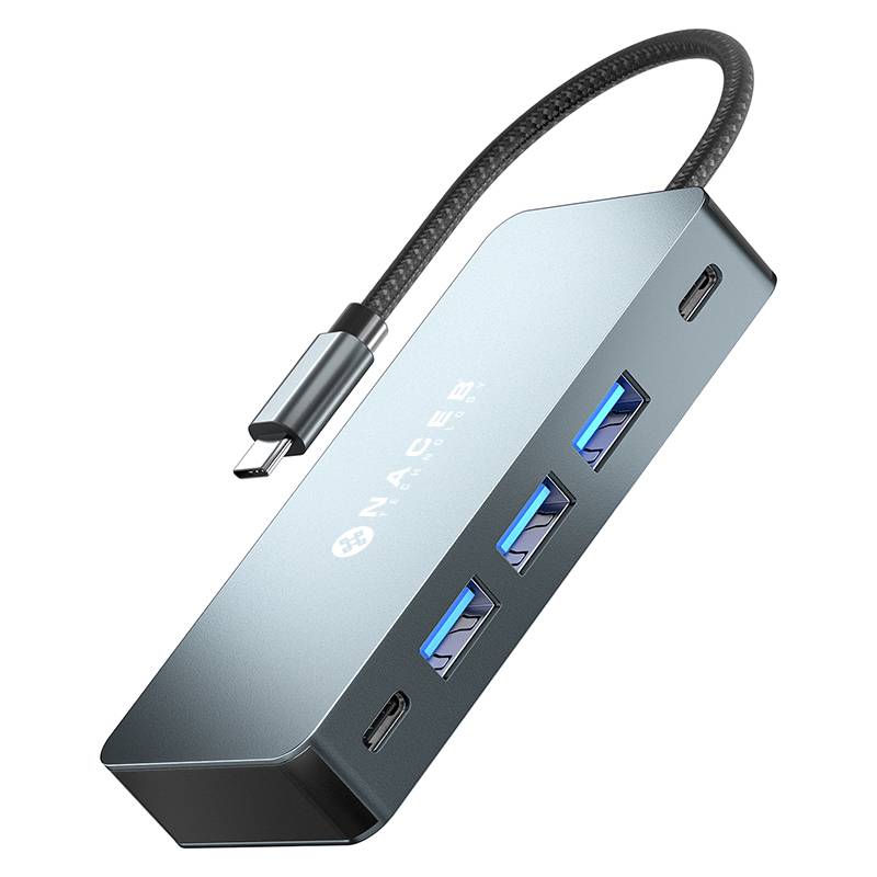 Adaptador Hub USB-C Naceb 7 en 1 Dual HDMI 4K, USB-C, PD 100W y 3x USB 3.0