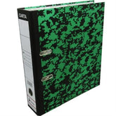 Registrador Tamaño Carta Marca Nextep Ne-050. Color Verde Marmoleado, Con Arillo Y Broche Metálico