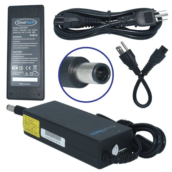 Cargador para Laptop Ovaltech OTAC-E53 90W 19V con Punta (7.4x5.0) Alta Eficiencia de Energía Excelente Calidad