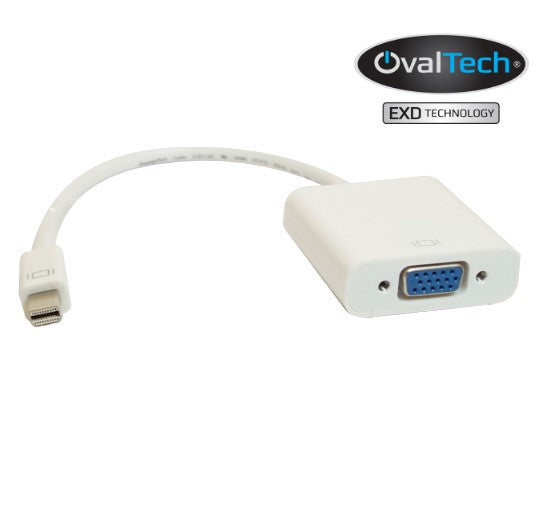 Adaptador Mini DisplayPort a VGA Ovaltech OVMDP-VGA para Conexión de Monitores Transmisión de Video Fluida Alta Fidelidad