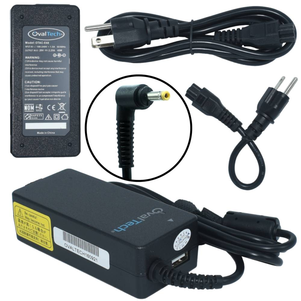 Cargador / Adaptador para Laptop OVALTECH OTAC-E68 de 45W 20V 2.25A (4.0*1.7)