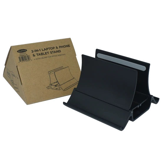 Soporte Vertical Ovaltech OVDESK-LAP para Laptop y Celular Diseño de Escritorio en Aluminio Ahorra Espacio Elegante
