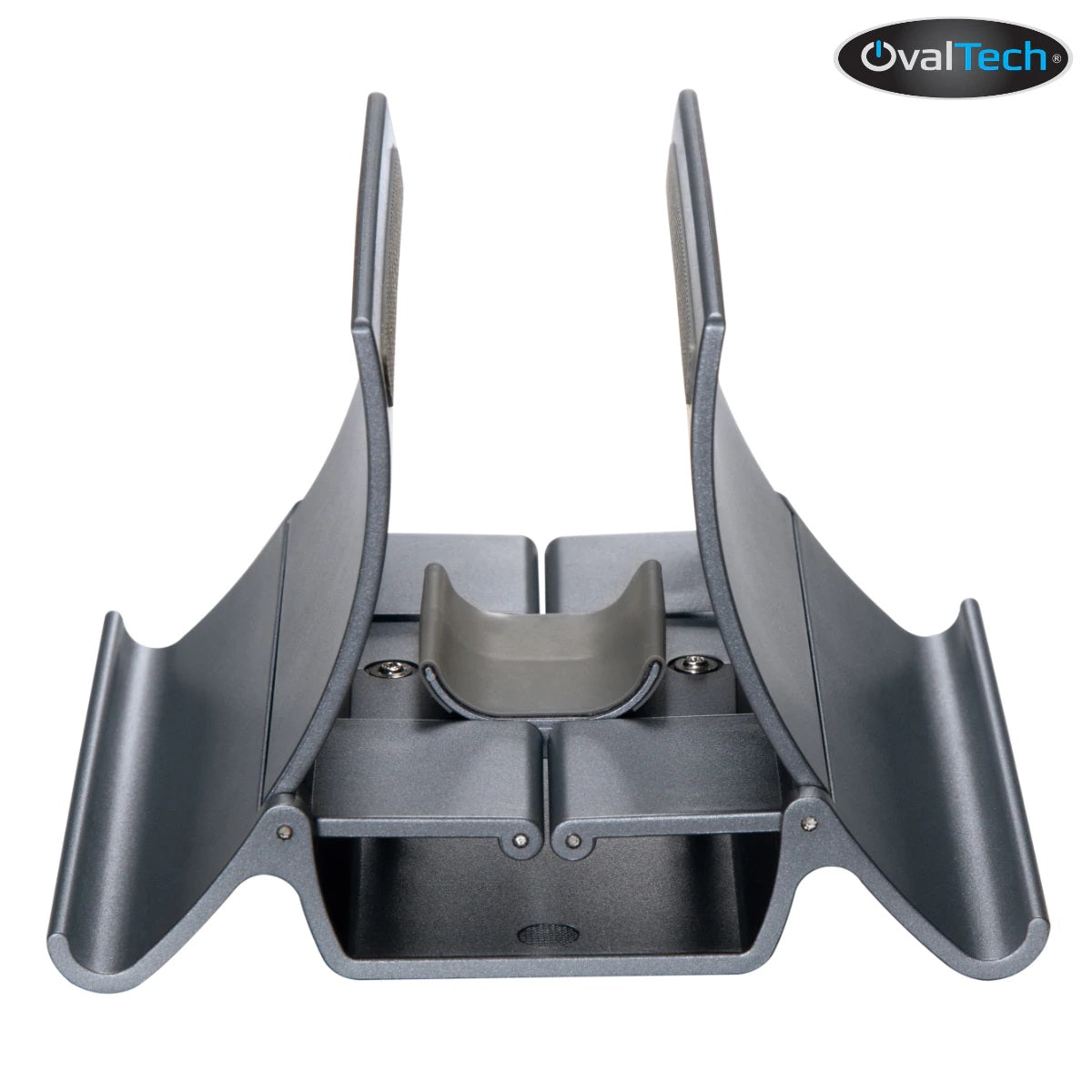 Soporte Vertical Ovaltech OVDESK-LAP para Laptop y Celular Diseño de Escritorio en Aluminio Ahorra Espacio Elegante