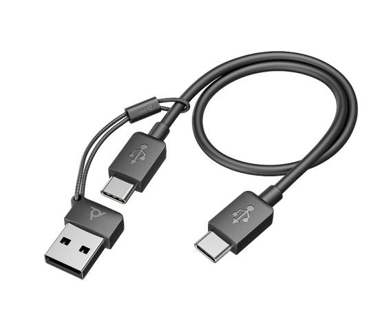 HP Poly Voyager Focus 2 Bluetooth - Cable USB-C/A para Oficina y Home Office - Audio Premium con Aislamiento Acústico - Confort Inigualable