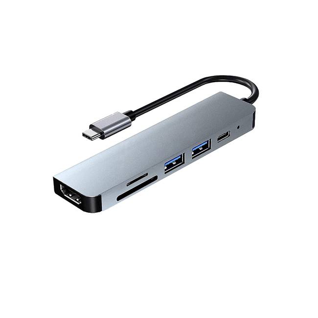 DockStation HUB DBUGG 6 EN 1 UB GR UB61 Hub 6 en 1 UB61 Urban Balance - Con cables USB 3.0 o 2.0, HDMI y USB Tipo C. Apertura para tarjeta SD