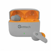 Audifonos Earbud Getttech Bluetooth Gris Con Naranja Gue-T8Pbl-Go