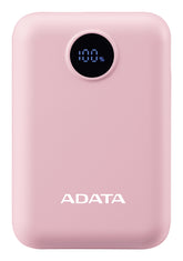 PowerBank ADATA C100 10,000 mAh Rosa - Carga Simultánea de 2 Dispositivos e Indicador LED - Estilo Moderno y Práctico - Nuevo