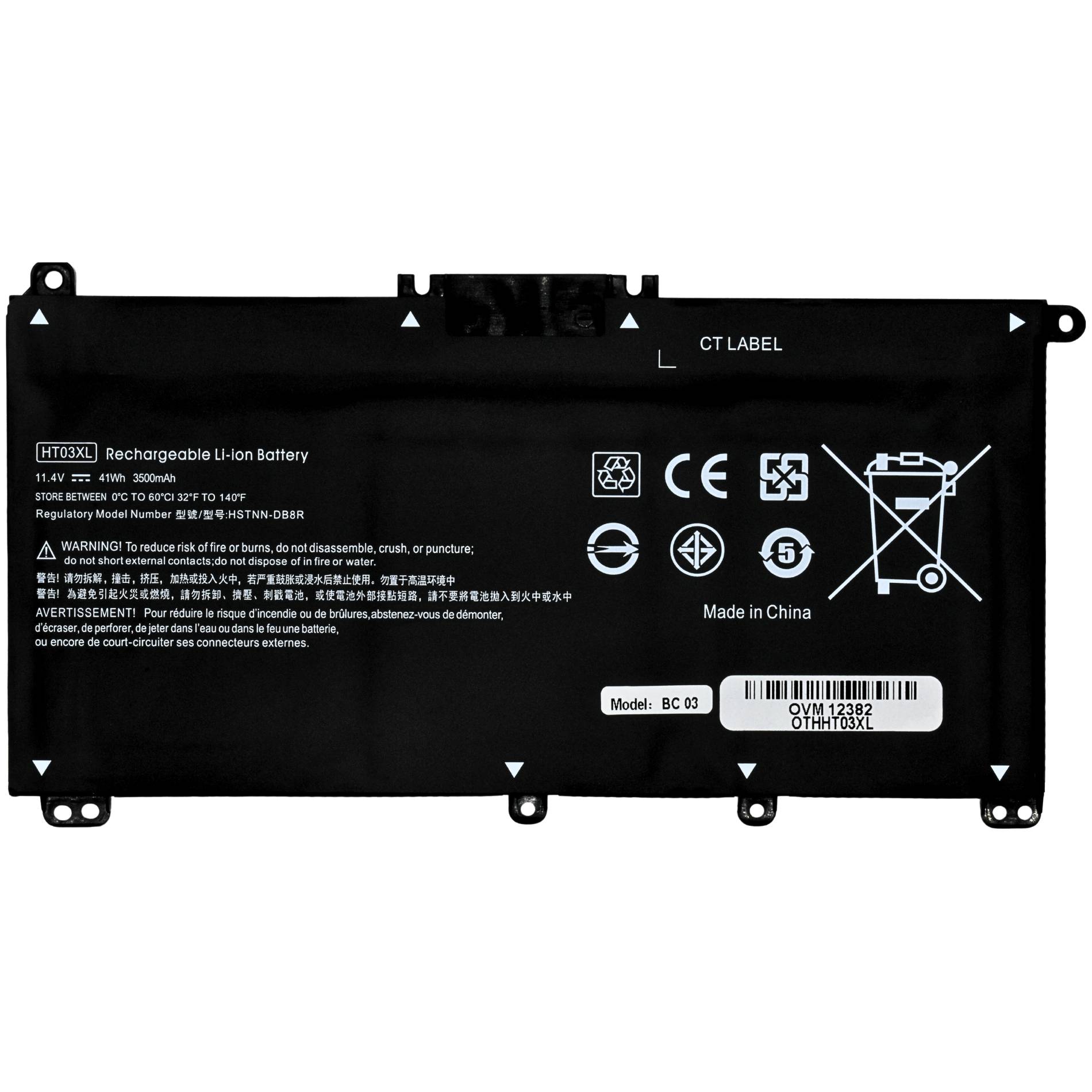 Batería para Laptop Ovaltech OTHHT03XL 3630mAh 11.55V para HP 14-CE, 15-DA y HP 240 G7 Energía de Larga Duración Nueva