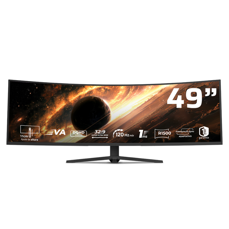 Monitor Balam Rush Gamer 49"" Va Cosmos Titan Mct49X 120 Hz 1Ms Negro