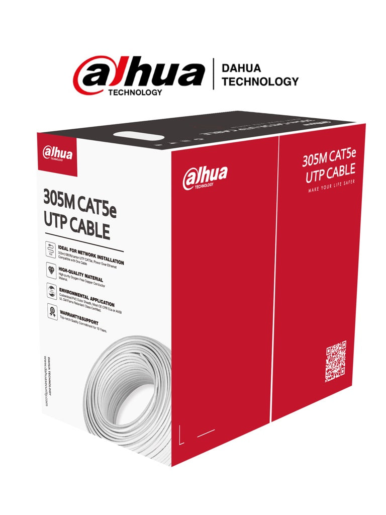Bobina de Cable UTP Blanco 100 Cobre/ Categoria 5e/ 305 Metros/ CPR Eca/ Video y Redes/ Compatible con Alimentación PoE NB -